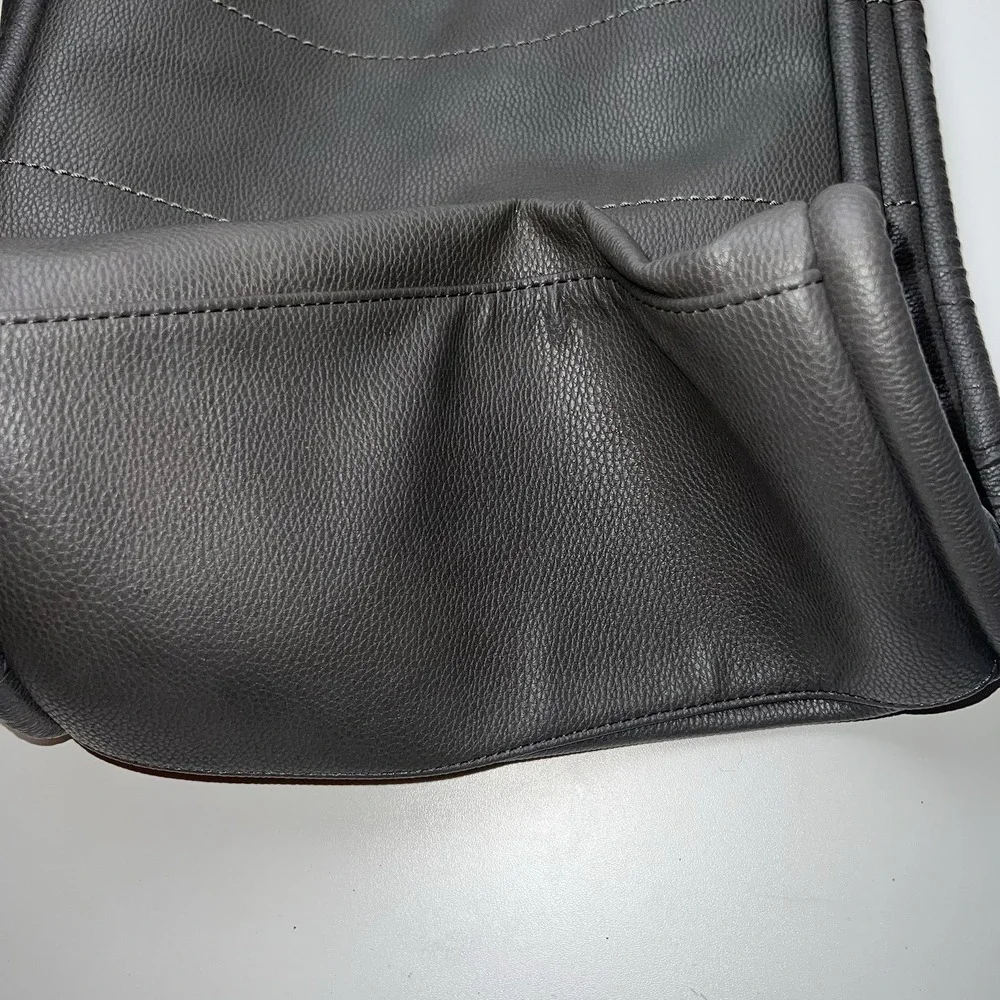 Neiman Marcus Grey Faux Leather Large Tote Shoulder Bag
